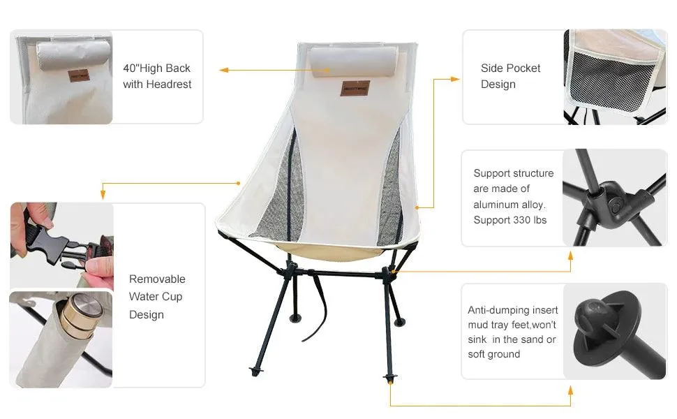 🪑 WESTTUNE Portable Folding Camping Chair with Headrest | Lightweight Aluminum Alloy Fishing Chair | Outdoor Furniture 🌳