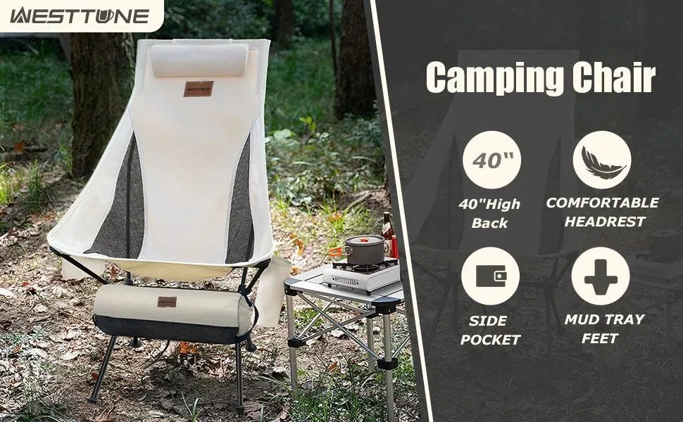 🪑 WESTTUNE Portable Folding Camping Chair with Headrest | Lightweight Aluminum Alloy Fishing Chair | Outdoor Furniture 🌳