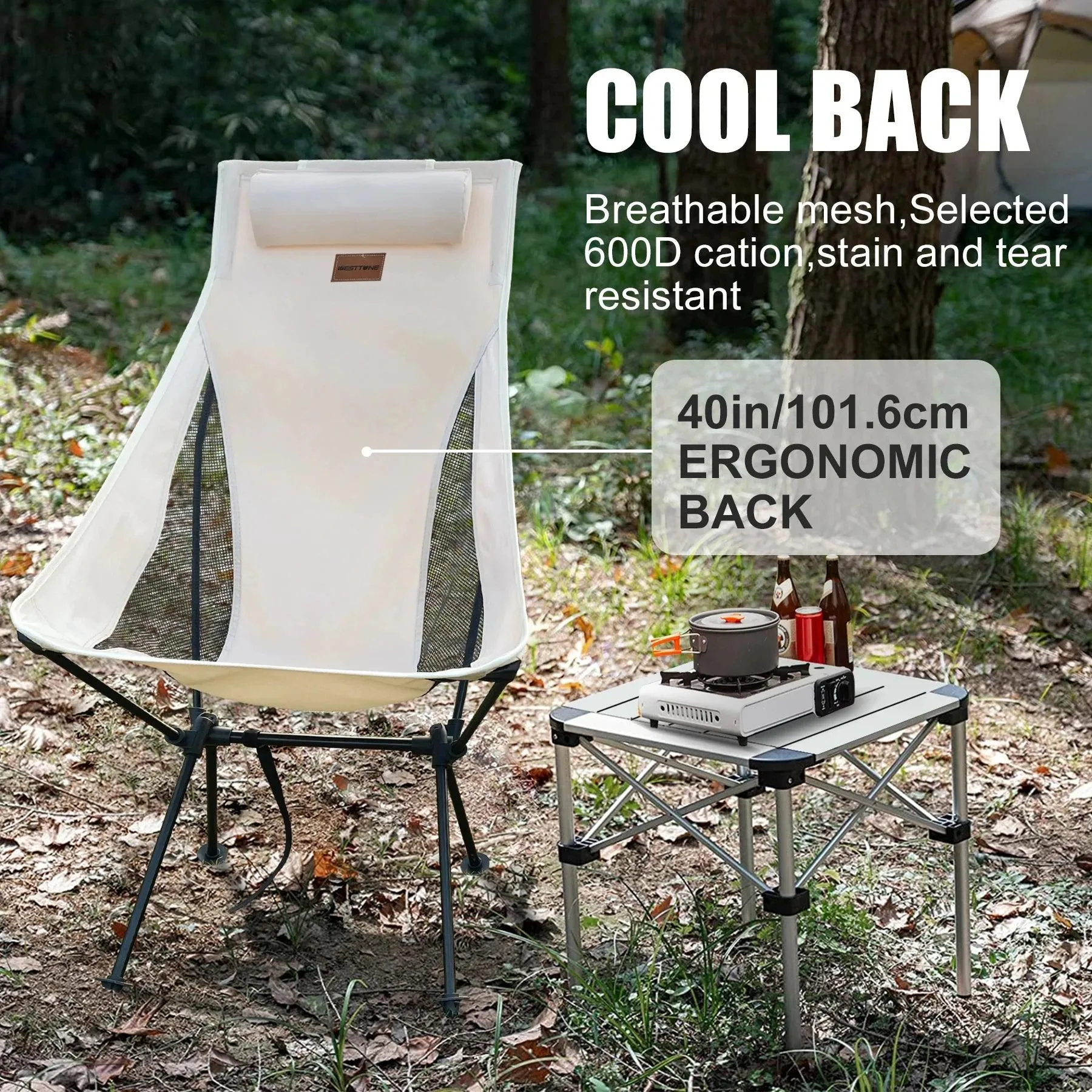 🪑 WESTTUNE Portable Folding Camping Chair with Headrest | Lightweight Aluminum Alloy Fishing Chair | Outdoor Furniture 🌳