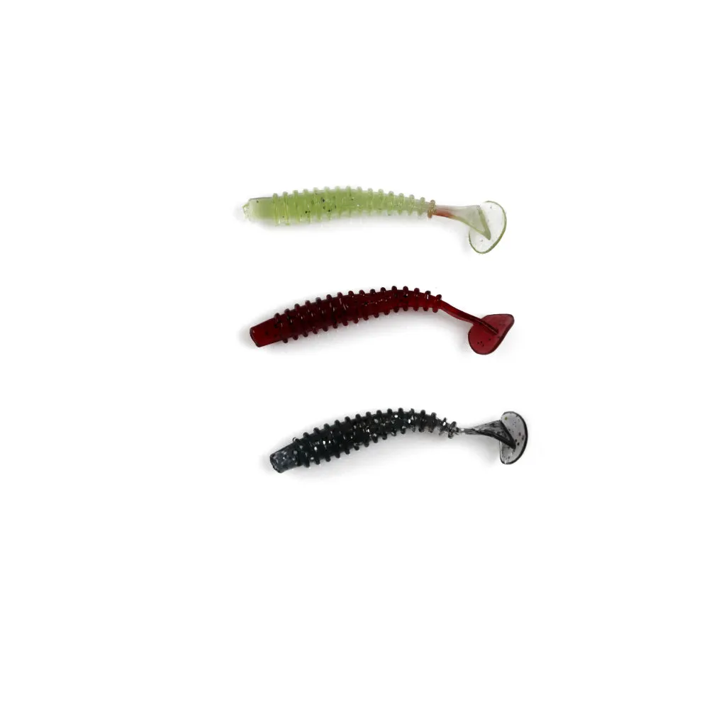 100 X Soft Fishing Lure Plastic Tackle 50mm Paddle Tail Grub Worm Bream Bass