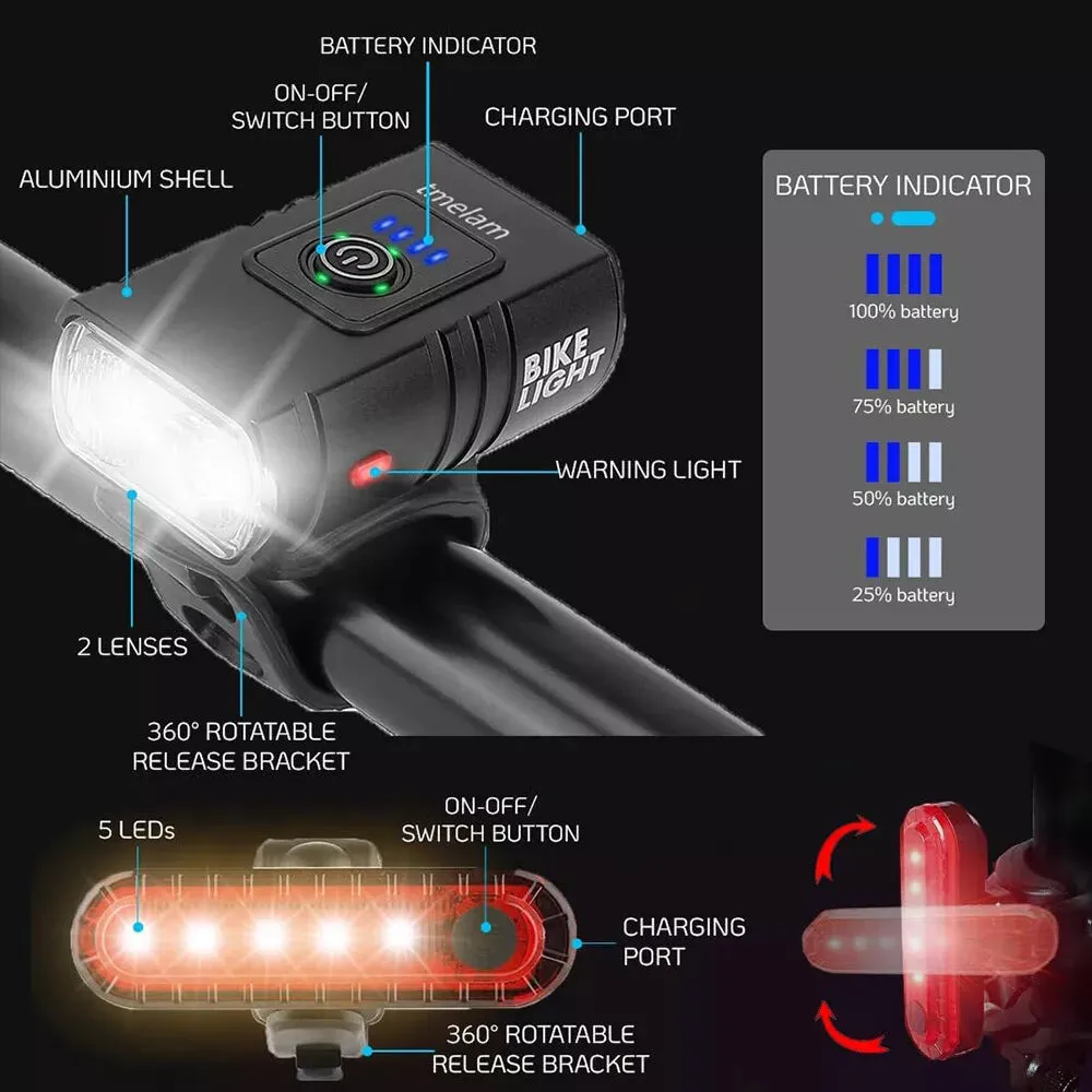 1000 Lumen Bike Light T1000, 4500mAh USB Type-C Rechargeable Bike Headlight, IPX6 Waterproof Bicycle Front Light for Road, Urban,Mountain Night Riding