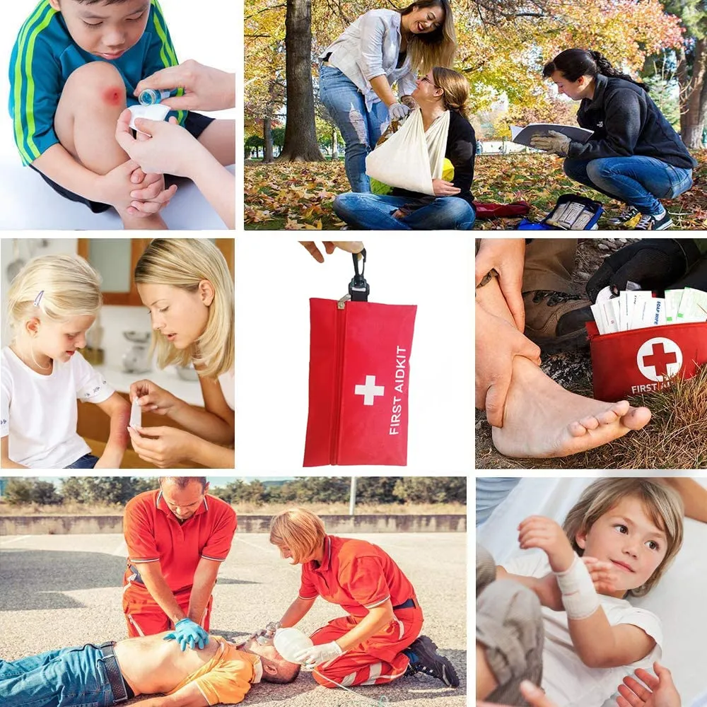107 pcs Mini First aid kit, Mini Survival kit, Emergency Survival kit, Cure for Home Travel car Hiking of Camping, Parks, Scouts, Travel. 107