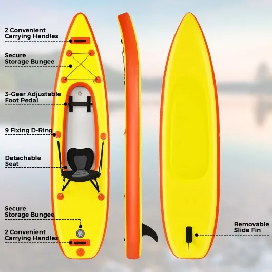 10.8'  Inflatable Kayak Set K1 1-Person Sit-On-Top Kayak with Oars-Yellow