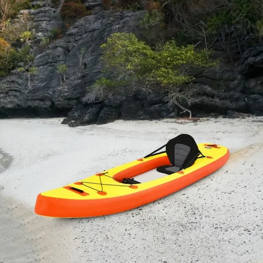 10.8'  Inflatable Kayak Set K1 1-Person Sit-On-Top Kayak with Oars-Yellow