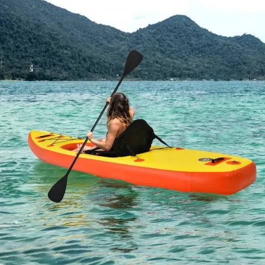 10.8'  Inflatable Kayak Set K1 1-Person Sit-On-Top Kayak with Oars-Yellow