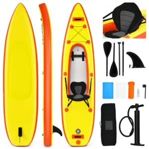 10.8'  Inflatable Kayak Set K1 1-Person Sit-On-Top Kayak with Oars-Yellow