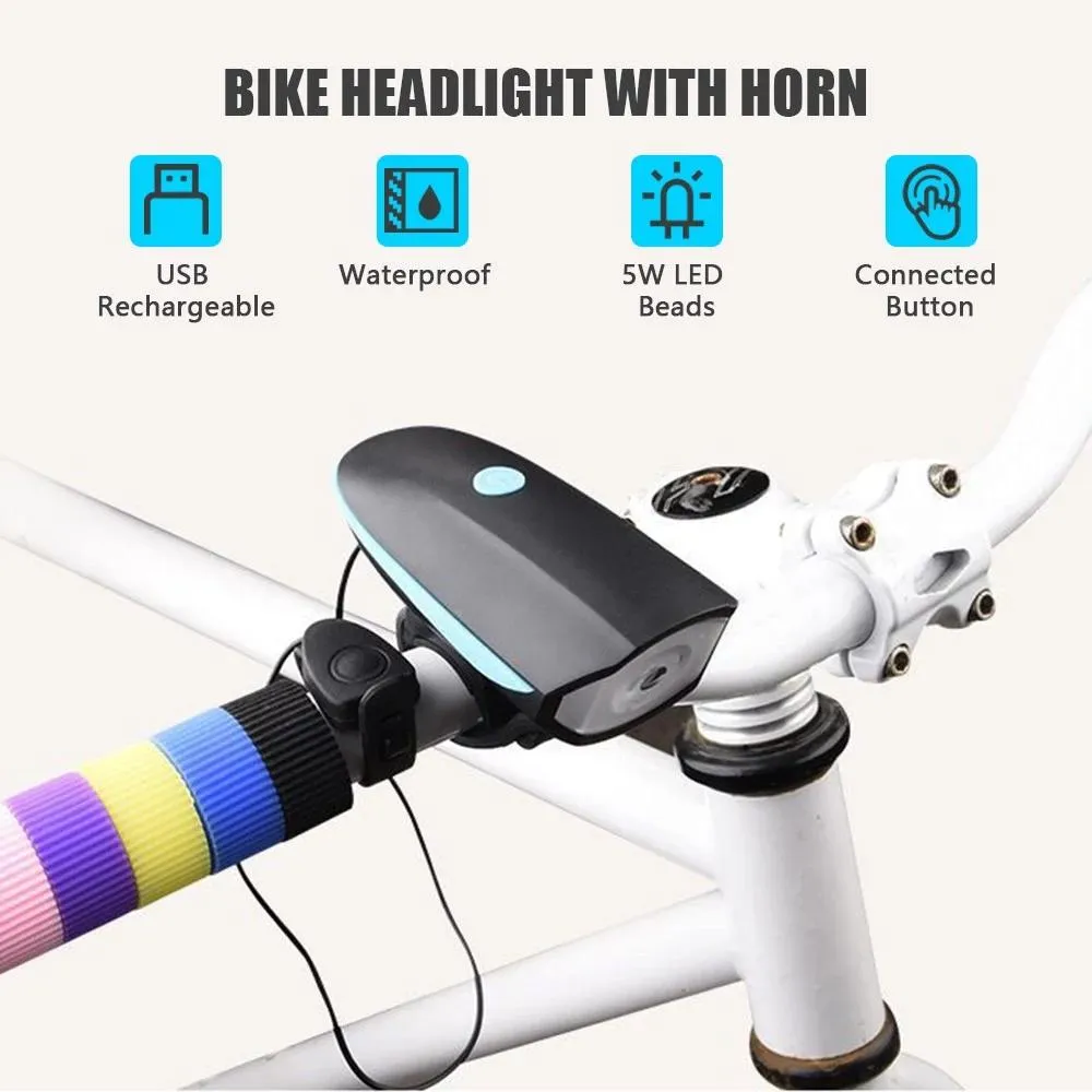 1200mAh Rechargeable Bike Headlight with Horn