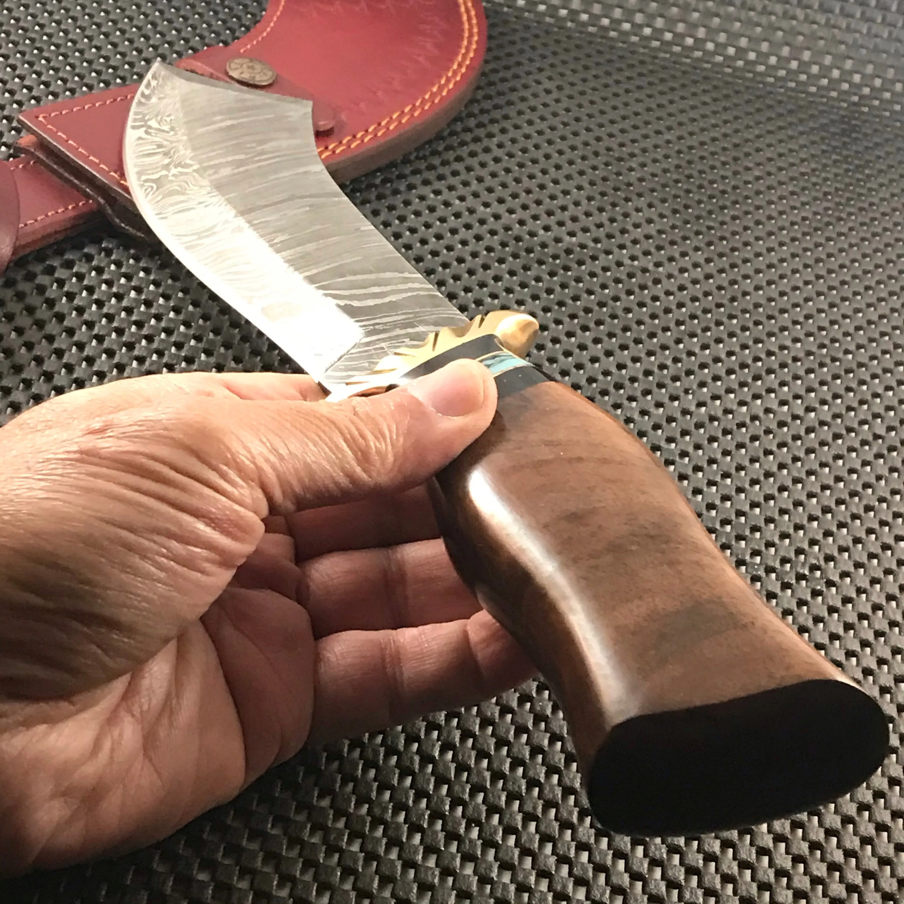 12.5" Damascus SKIMITAR Bowie Outdoor Hunting  Knife (DM-1252)