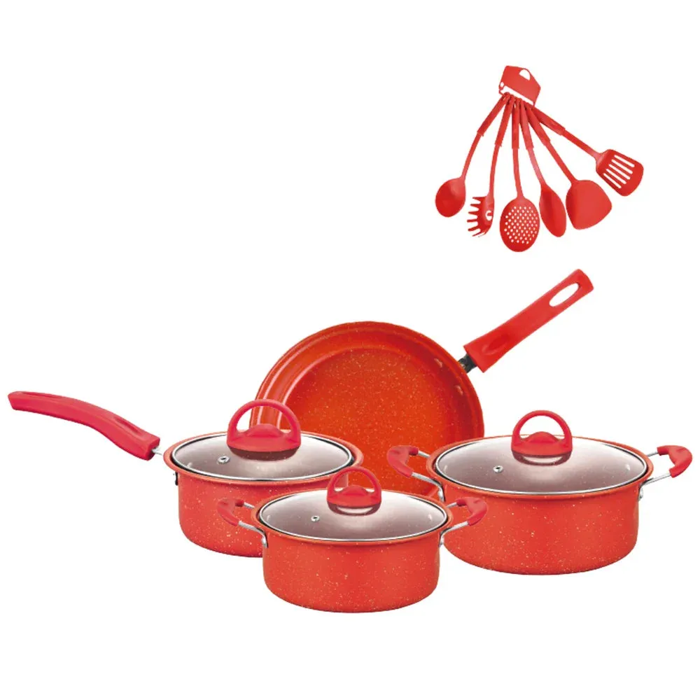 13-Piece Non-Stick Pots and Pans Set Kitchen Utensils - Durable and Easy-Clean Cookware for Effortless Cooking