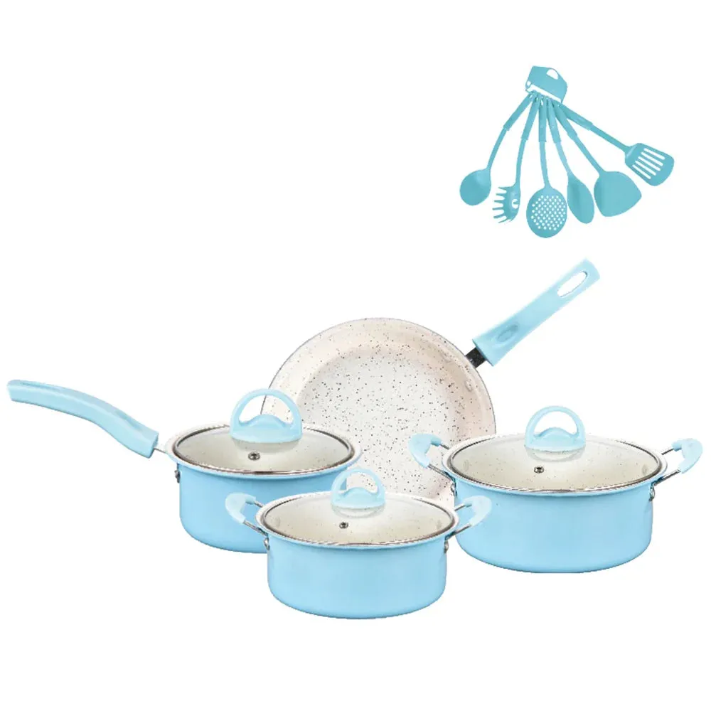 13-Piece Non-Stick Pots and Pans Set Kitchen Utensils - Durable and Easy-Clean Cookware for Effortless Cooking