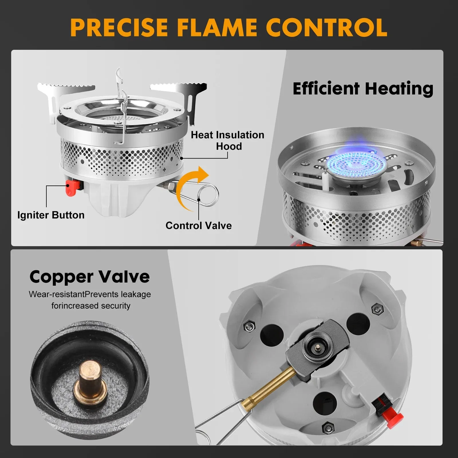 1.4L Stove Camping Propane Cooking Gear | Portable  Camp Burner System with Tripod, Pot Support