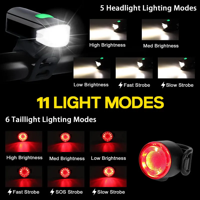 1500 Lumens Bicycle Headlight With Tail Light