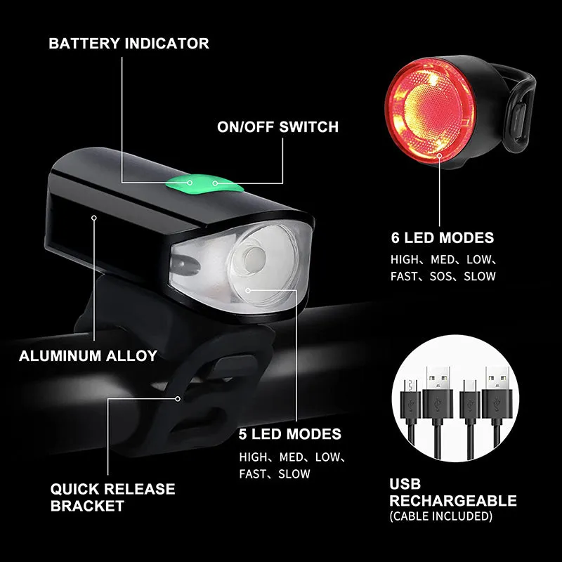 1500 Lumens Bicycle Headlight With Tail Light