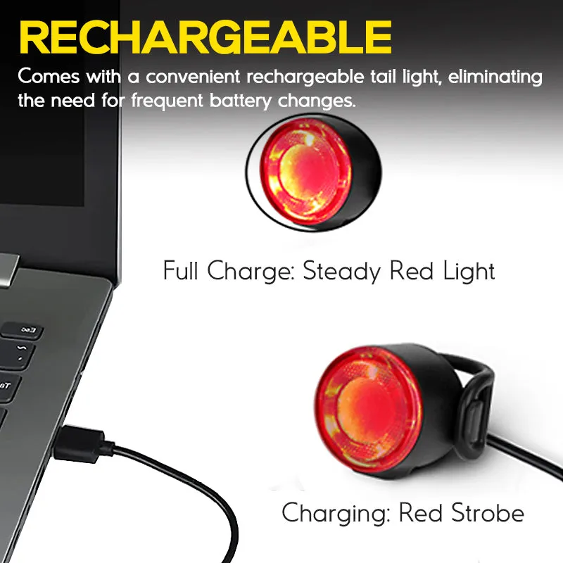 1500 Lumens Bicycle Headlight With Tail Light