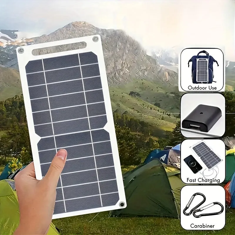 1pc 5V Portable Solar Panel with USB Charger for Outdoor Camping and Home - TJRVZJF