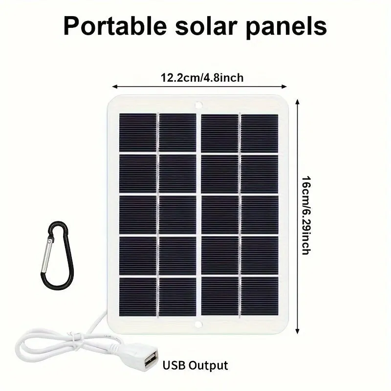 1pc 5V Portable Solar Panel with USB Charger for Outdoor Camping and Home - TJRVZJF