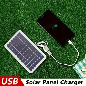 1pc 5V Portable Solar Panel with USB Charger for Outdoor Camping and Home - TJRVZJF