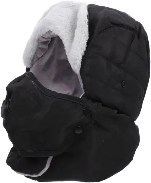 1set Windproof Warm Mask Hat for Outdoor Riding Fleece Lined Hat for Skiing Snowboarding Hiking Camping Comfortable Cotton Material for Cold Weather Activities Black