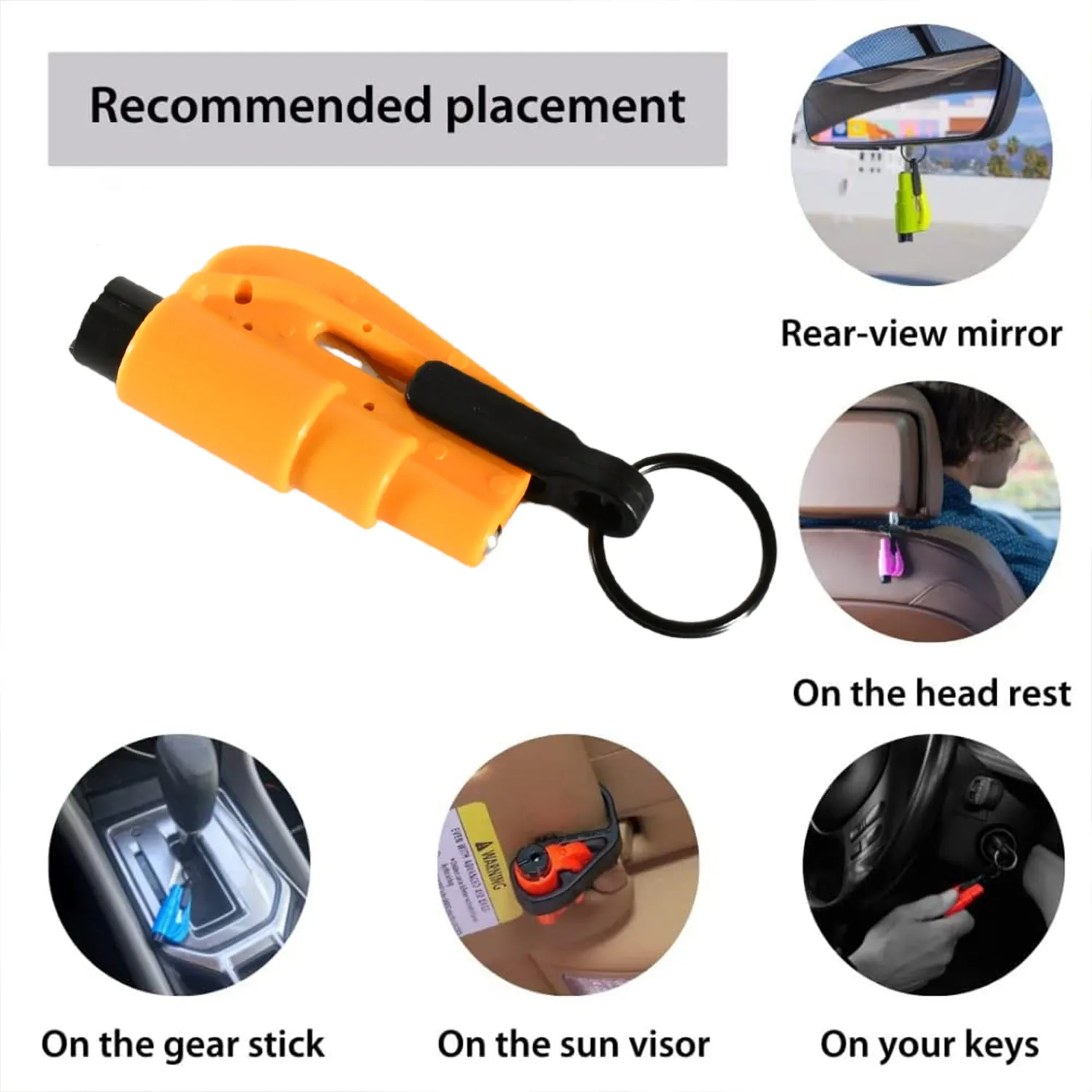 2 In 1 Emergency Safety Cutter Key Chain Seat Belt Cutter