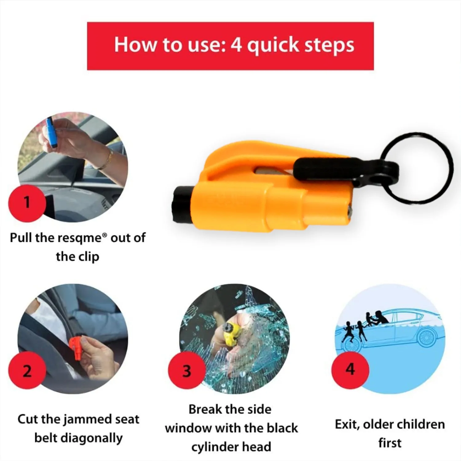 2 In 1 Emergency Safety Cutter Key Chain Seat Belt Cutter