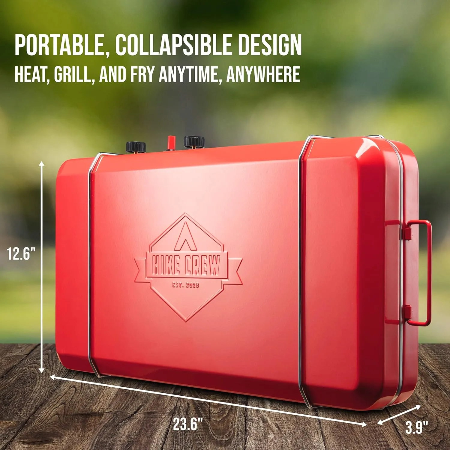 2-in-1 Gas Camping Stove, Camping Grill & Stove with Igniter & Stainless Drip Tray