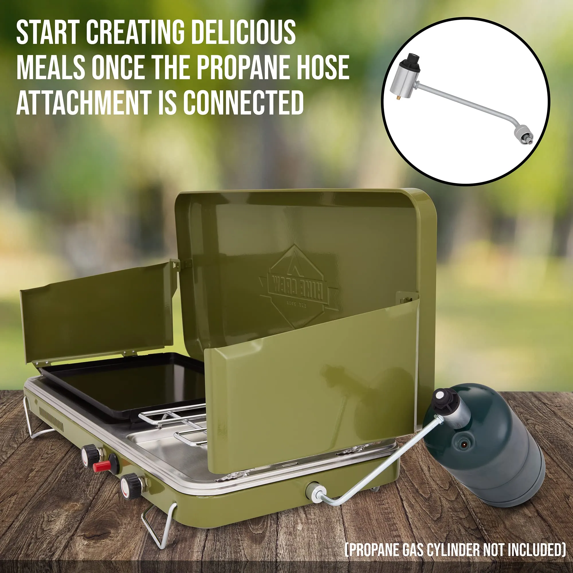 2-in-1 Gas Camping Stove, Camping Grill & Stove with Igniter & Stainless Drip Tray