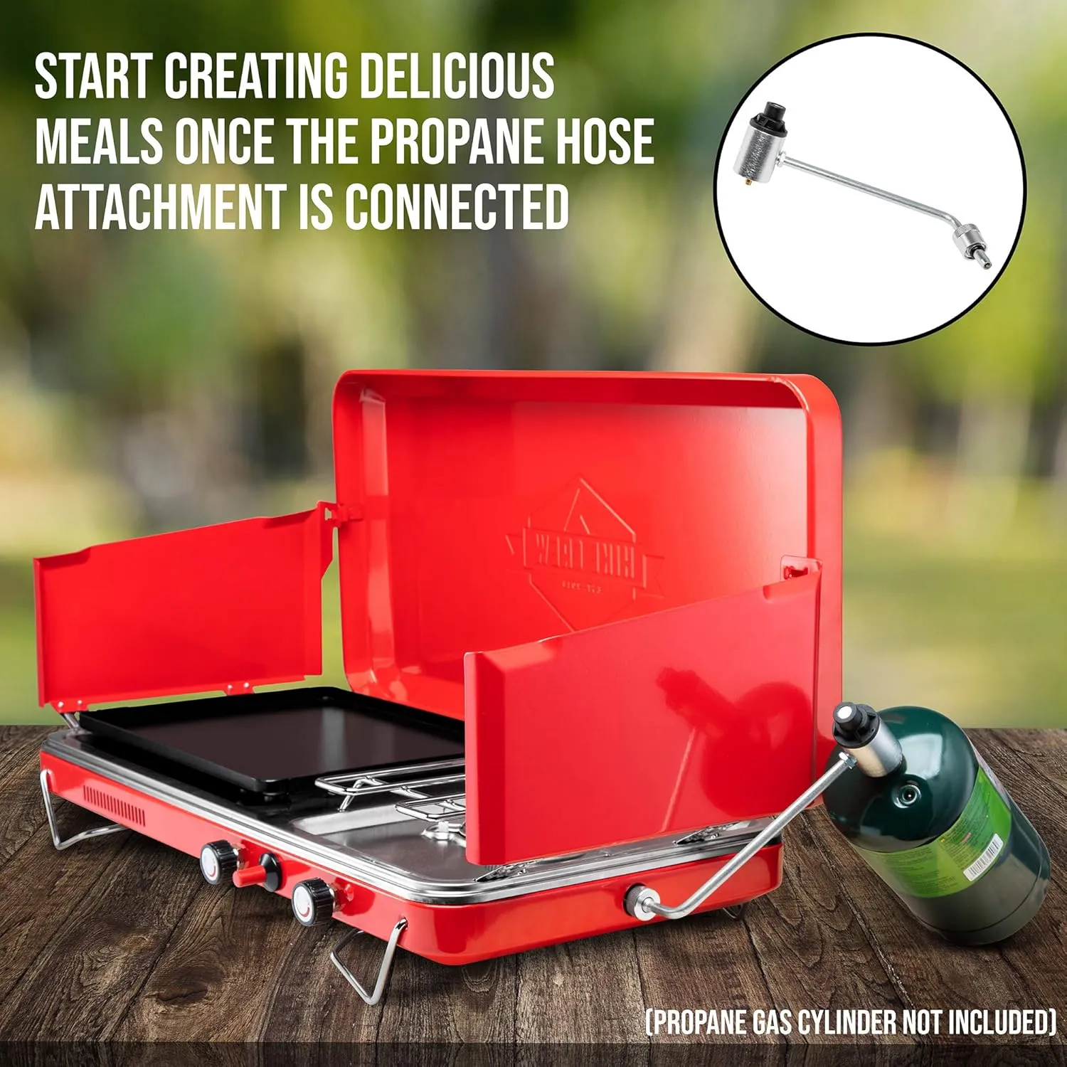 2-in-1 Gas Camping Stove, Camping Grill & Stove with Igniter & Stainless Drip Tray