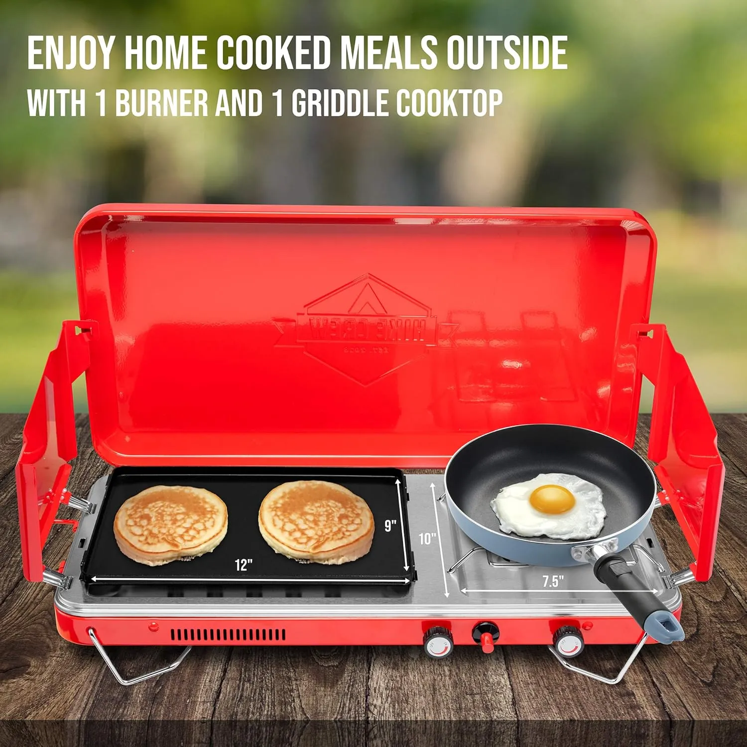 2-in-1 Gas Camping Stove, Camping Grill & Stove with Igniter & Stainless Drip Tray