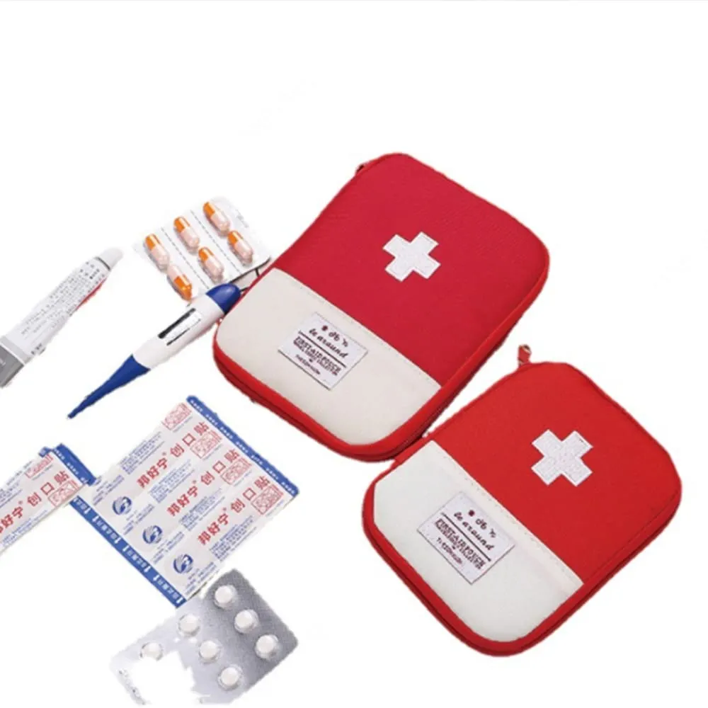 2 Packs Mini First Aid Kit, Empty First Aid Bag Mini Portable Medical Bag First Aid Pouch for Car Cycling Marathon Running Outdoor Camping Hiking Travel Emergency