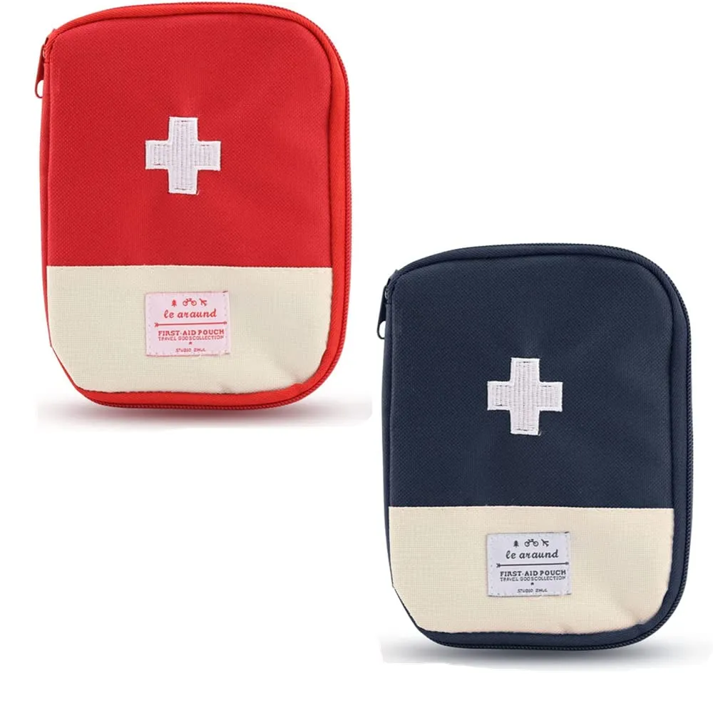 2 Packs Mini First Aid Kit, Empty First Aid Bag Mini Portable Medical Bag First Aid Pouch for Car Cycling Marathon Running Outdoor Camping Hiking Travel Emergency