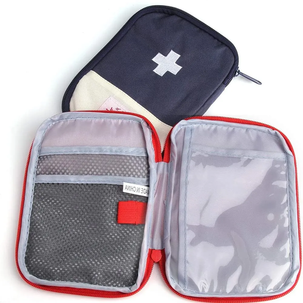 2 Packs Mini First Aid Kit, Empty First Aid Bag Mini Portable Medical Bag First Aid Pouch for Car Cycling Marathon Running Outdoor Camping Hiking Travel Emergency