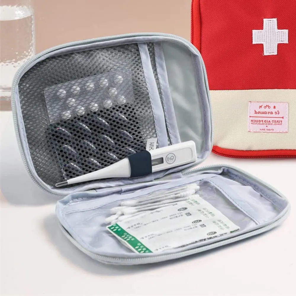 2 Packs Mini First Aid Kit, Empty First Aid Bag Mini Portable Medical Bag First Aid Pouch for Car Cycling Marathon Running Outdoor Camping Hiking Travel Emergency