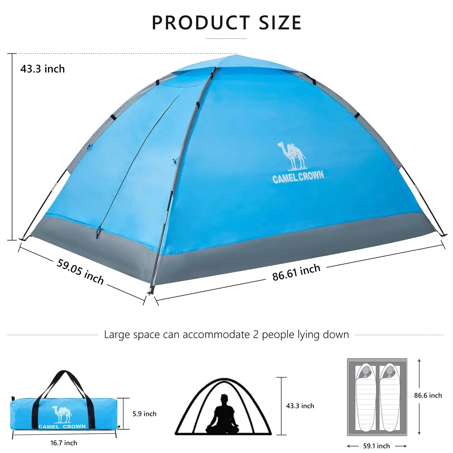 2 Person Waterproof Tent for Camping
