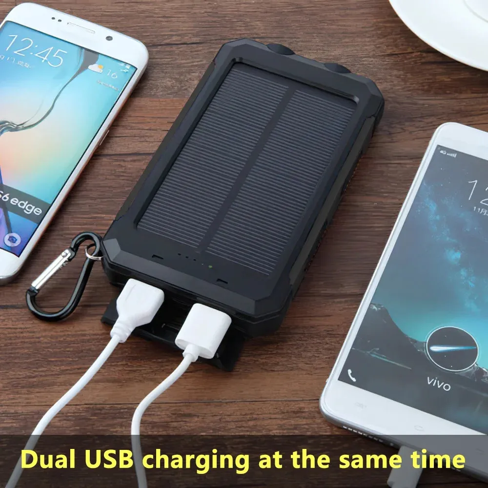 20000Mah, DFITO Portable Solar Power Bank & Dual 5V USB Ports, 2 LED’s & Compass
