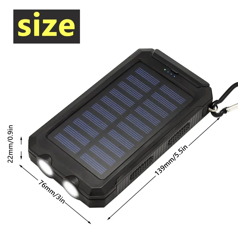 20000Mah, DFITO Portable Solar Power Bank & Dual 5V USB Ports, 2 LED’s & Compass
