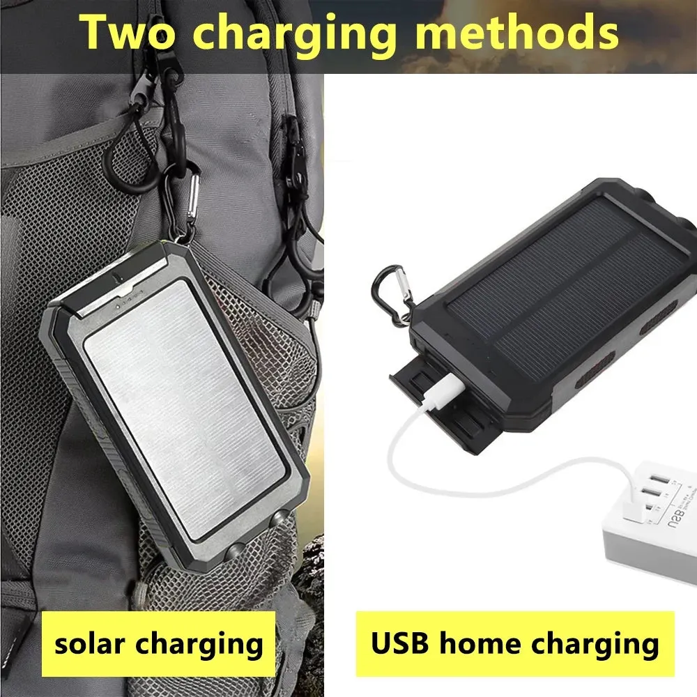 20000Mah, DFITO Portable Solar Power Bank & Dual 5V USB Ports, 2 LED’s & Compass