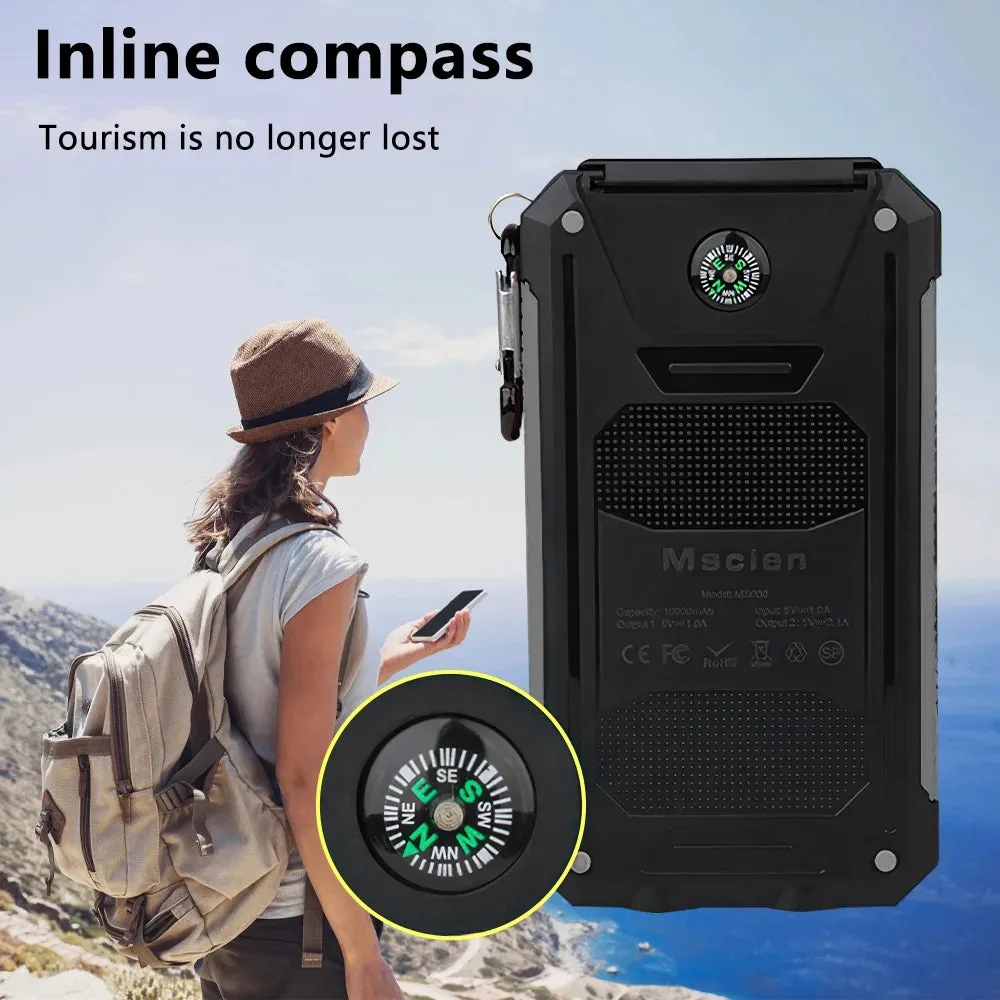 20000Mah, DFITO Portable Solar Power Bank & Dual 5V USB Ports, 2 LED’s & Compass