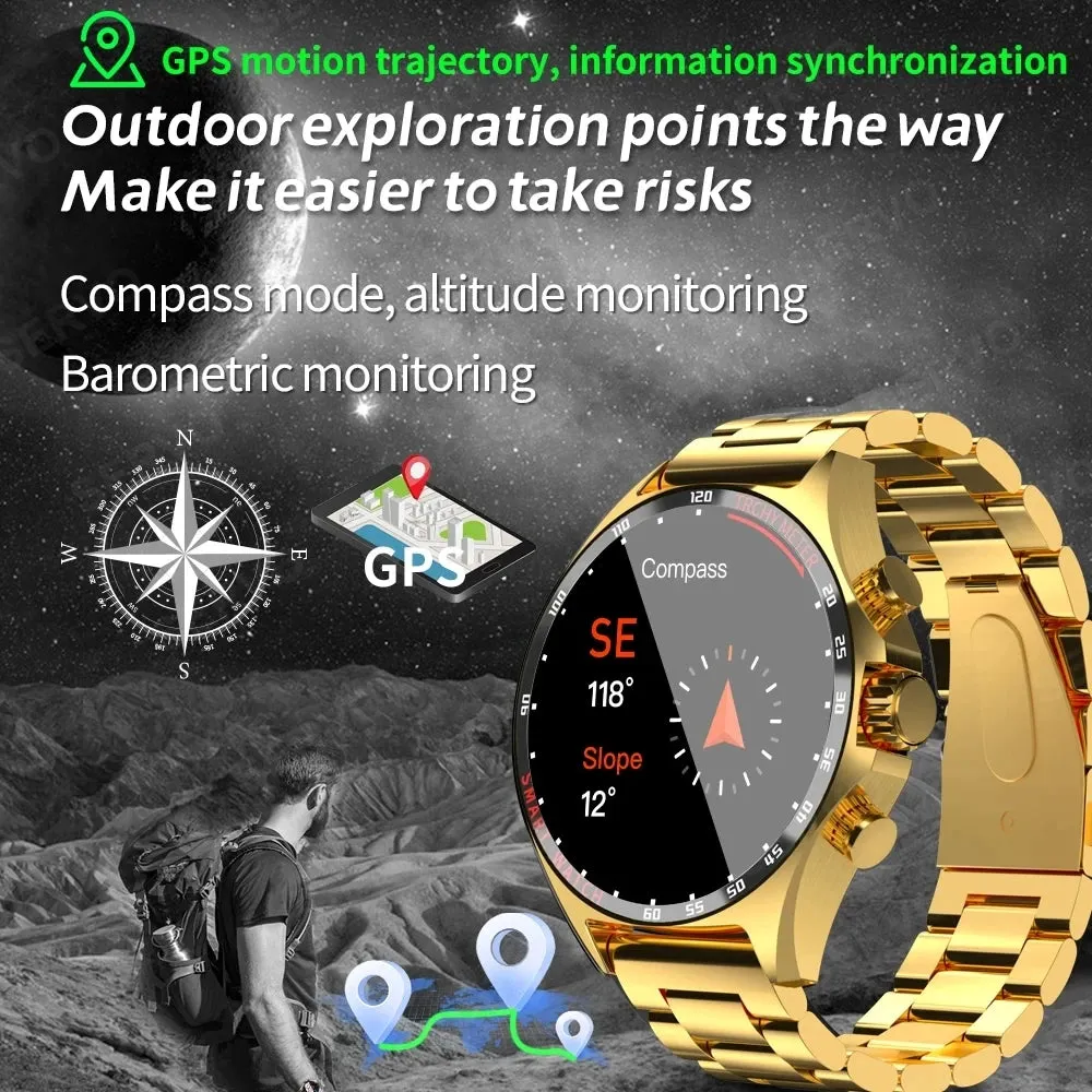 2025 Men’s Outdoor GPS Smartwatch with Bluetooth Call, Health Monitoring, Compass, HD Display, IP68 Waterproof Sports Watch