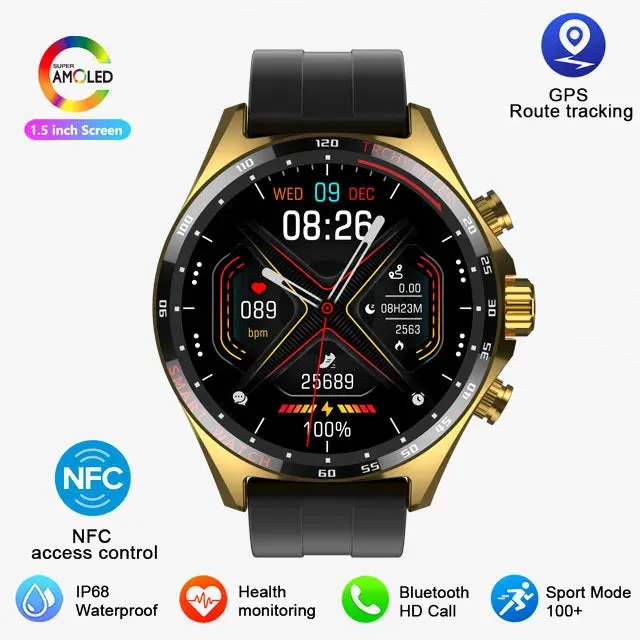 2025 Men’s Outdoor GPS Smartwatch with Bluetooth Call, Health Monitoring, Compass, HD Display, IP68 Waterproof Sports Watch