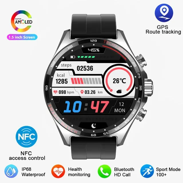 2025 Men’s Outdoor GPS Smartwatch with Bluetooth Call, Health Monitoring, Compass, HD Display, IP68 Waterproof Sports Watch
