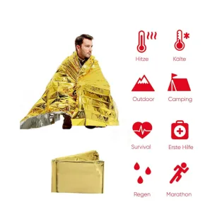 (210x160cm) Emergency Rescue Blanket Survival First Aid Thermal Blanket - Gold