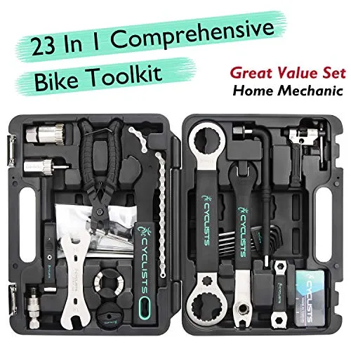23 Piece Bike Tool Kit - Bicycle Repair Tool Box Compatible - Mountain/Road Bike Maintenance Tool Set With Storage Case (CT-K01-23)