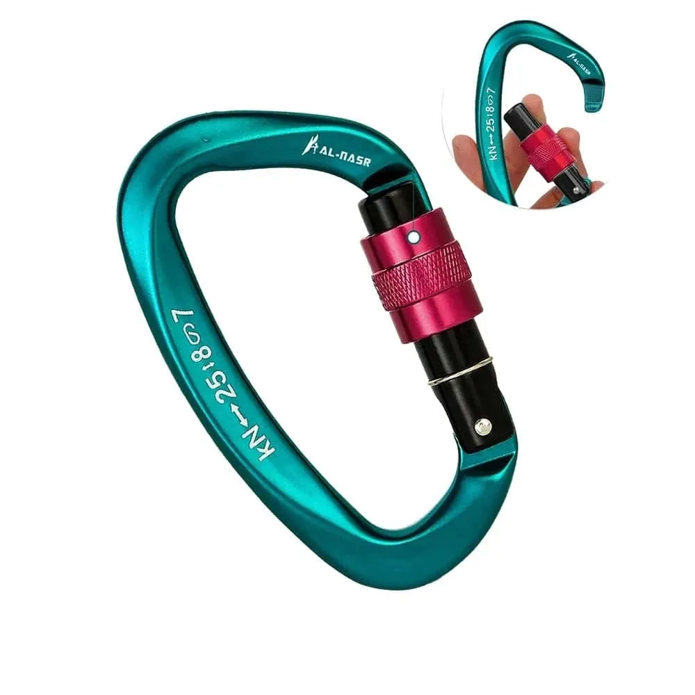 25KN Professional Climbing Carabiner Screw Locking Gate Carabiner Heavy Duty D-shape Buckle D-ring Carabiner for Climbing