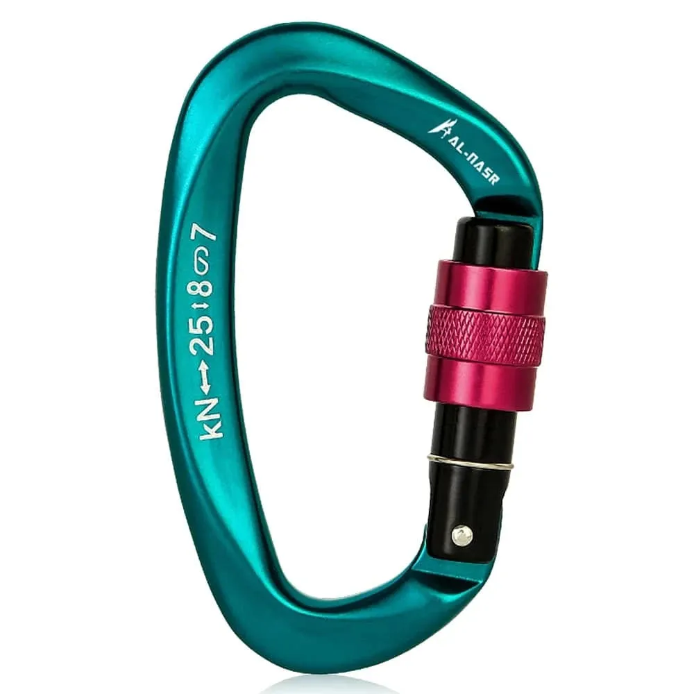 25KN Professional Climbing Carabiner Screw Locking Gate Carabiner Heavy Duty D-shape Buckle D-ring Carabiner for Climbing