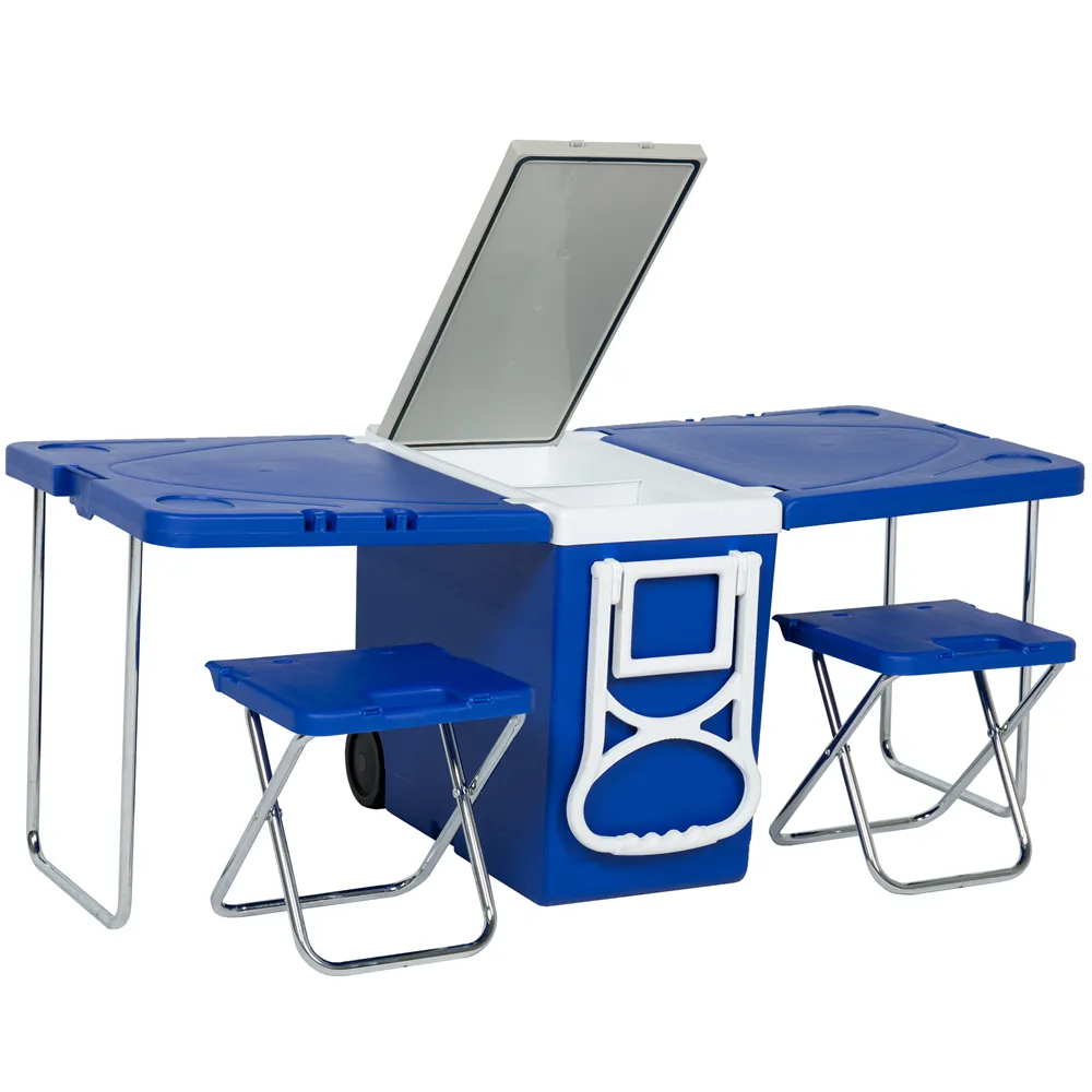28L Cooler Box Foldable Picnic Table With 2 Chairs Aa2-56161