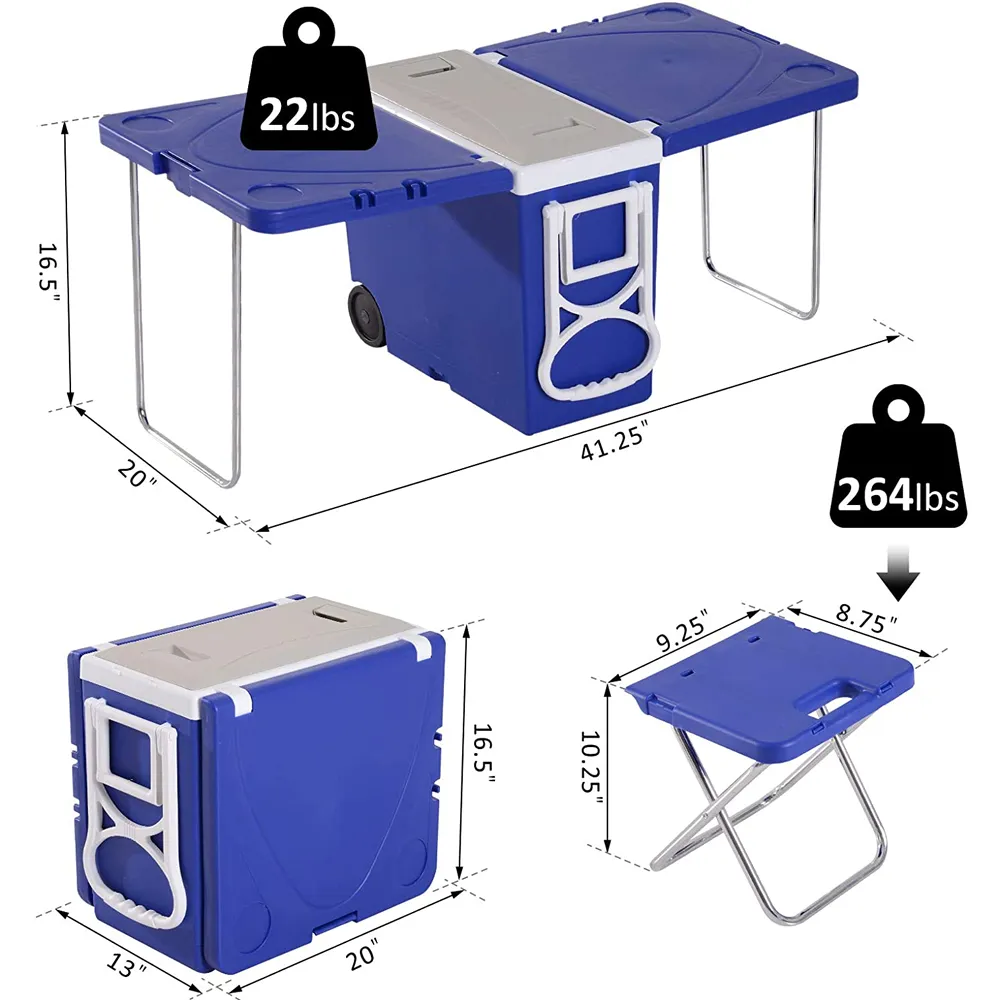 28L Cooler Box Foldable Picnic Table With 2 Chairs Aa2-56161