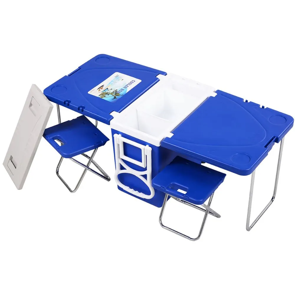 28L Cooler Box Foldable Picnic Table With 2 Chairs Aa2-56161