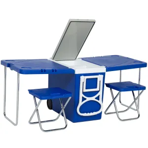 28L Cooler Box Foldable Picnic Table With 2 Chairs Aa2-56161