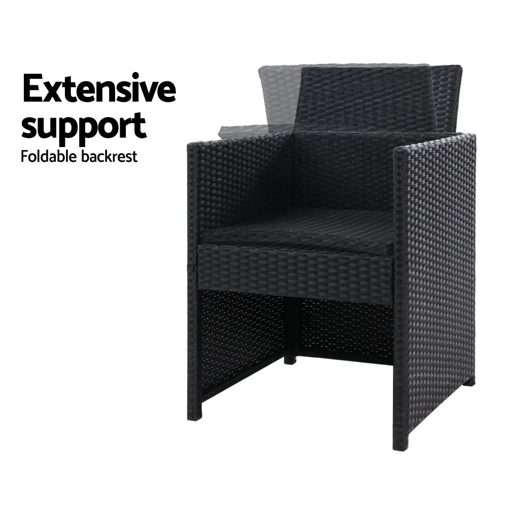 2PC Outdoor Dining Chairs | Patio Furniture | Wicker Garden Cushion | Hugo