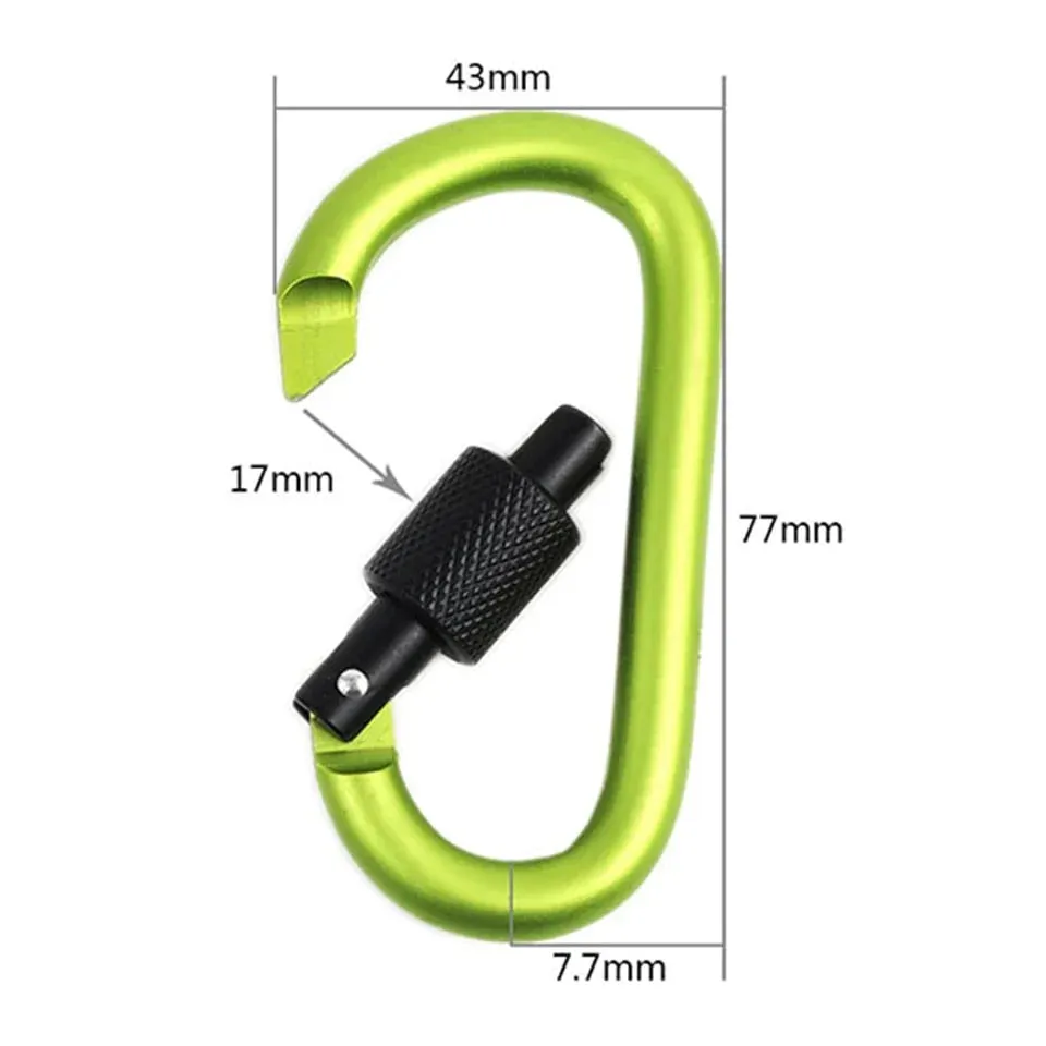 2pcs 8cm Aluminum Carabiner Chain Clip Rotary Lock D Ring Buckle key Ring Camping Mountain Snap Hook Outdoor Travel Kit